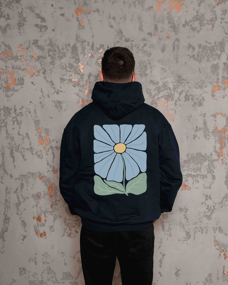 Blue Retro Flower Hoodie