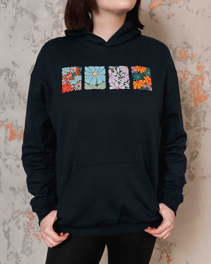 Hoodie: Retro Flower Print vorne