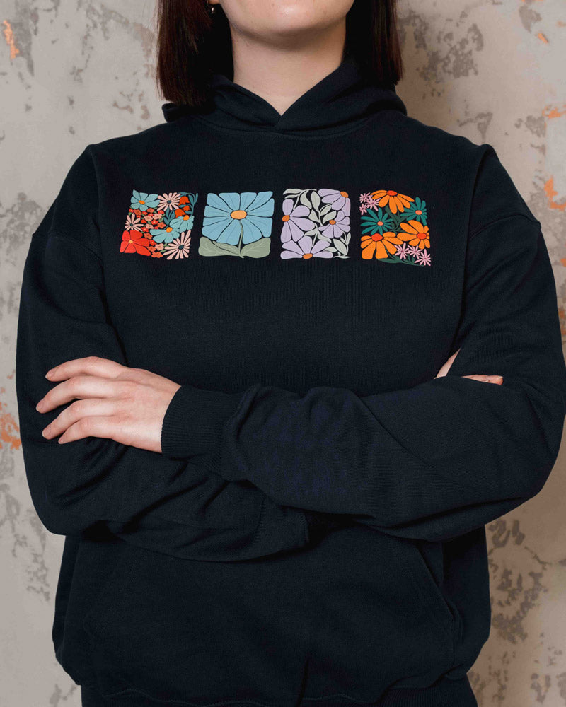 Hoodie: Retro Flower Print vorne