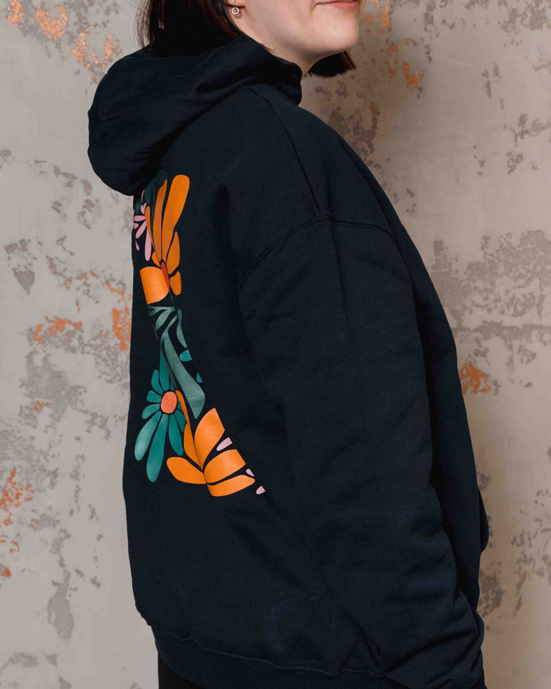 Hoodie: Retro Flower in orange