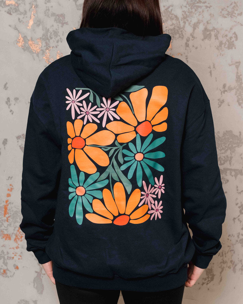 Hoodie: Retro Flower in orange