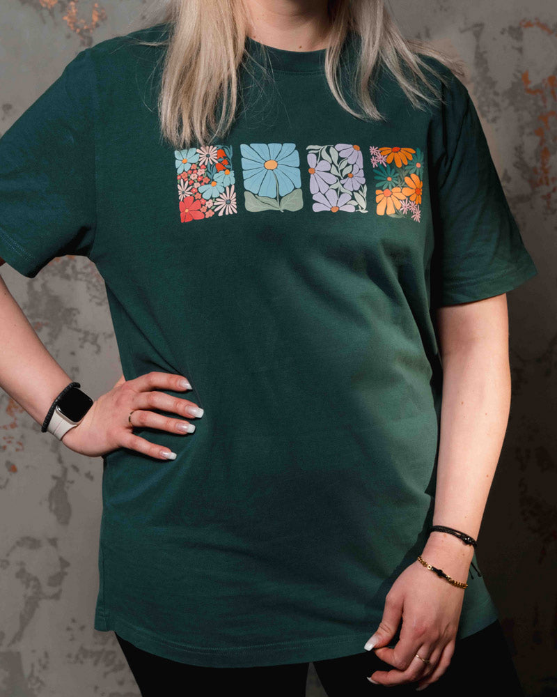 Shirt: Retro Flower von Vorne